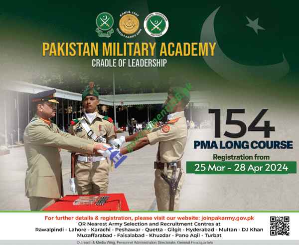 154 PMA Long Course Careers 2024 – Pakistan Military Academy 154 PMA Long Course Careers 2024 – Pakistan Military Academy,2024,jobssai