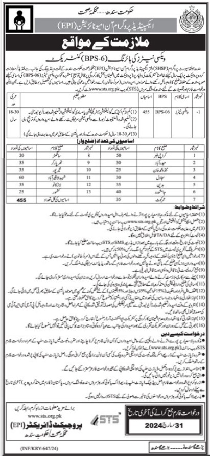 Vaccinator Jobs in Health Department Sindh health support program 2024 SHSP Online Apply Latest Vaccinator Jobs in Health Department Sindh health support program 2024 SHSP Online Apply Latest