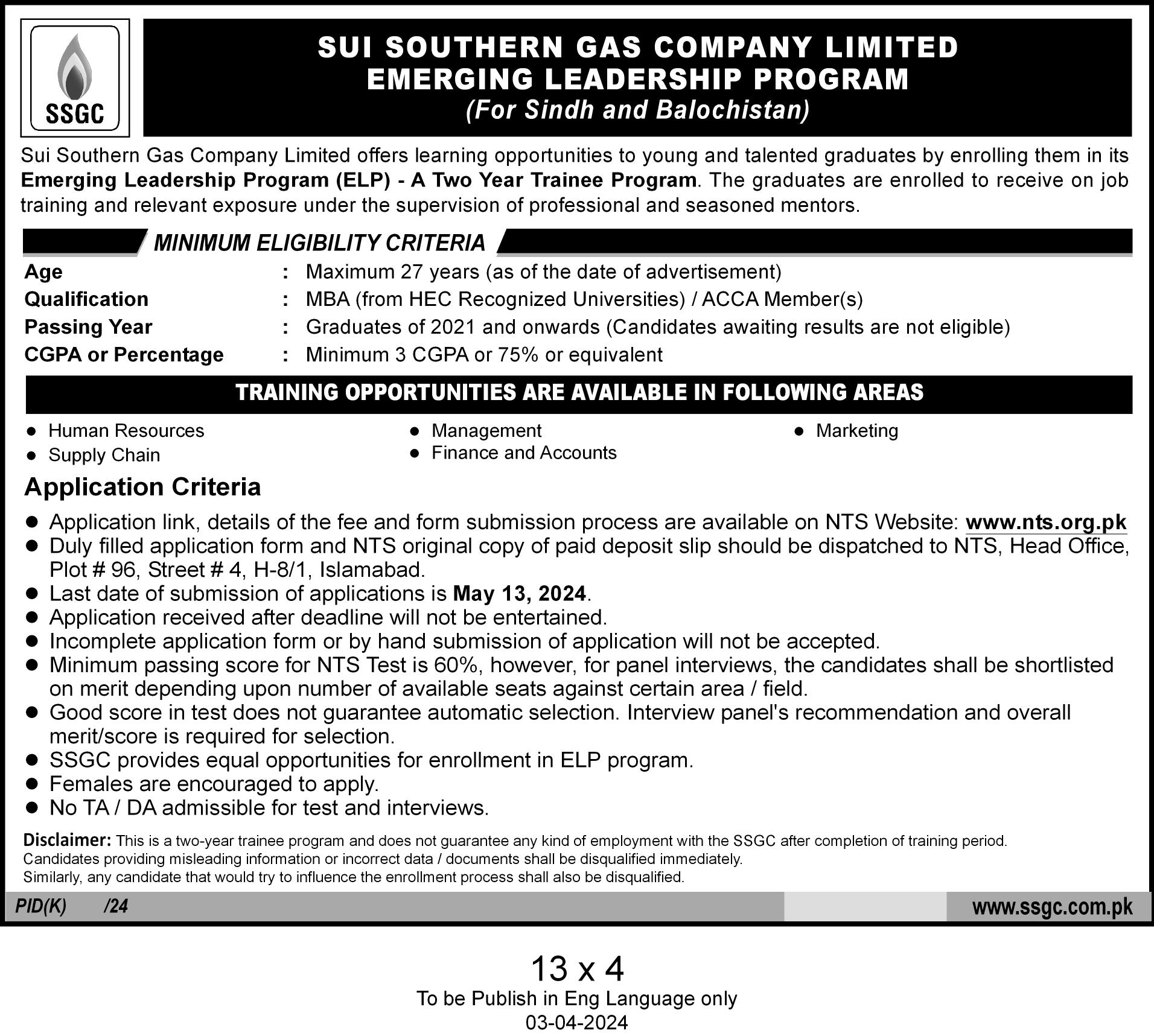 Sui Southern Gas Company (SSGC) Emerging Leadership Program-ELP (For Sindh and Balochistan) Sui Southern Gas Company (SSGC) Emerging Leadership Program-ELP (For Sindh and Balochistan),Jobssai.com,new jobs hiring near me,pakistan jobs 2024