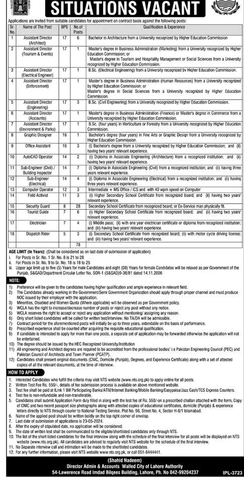 Walled City of Lahore Authority WCLA | New Jos In Lahore 2024 Walled City of Lahore Authority WCLA | New Jos In Lahore 2024,lahore jobs,new jobs,new jobs in pakistan,govt jobs in pak