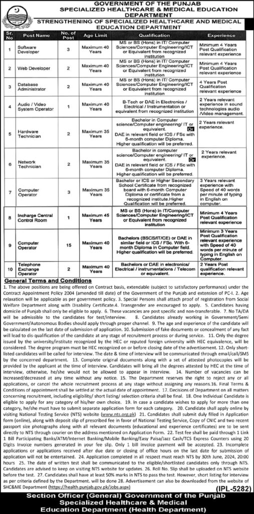 Strengthening of Specialized Healthcare & Medical Education Department Strengthening of Specialized Healthcare & Medical Education Department,job,2024,latest