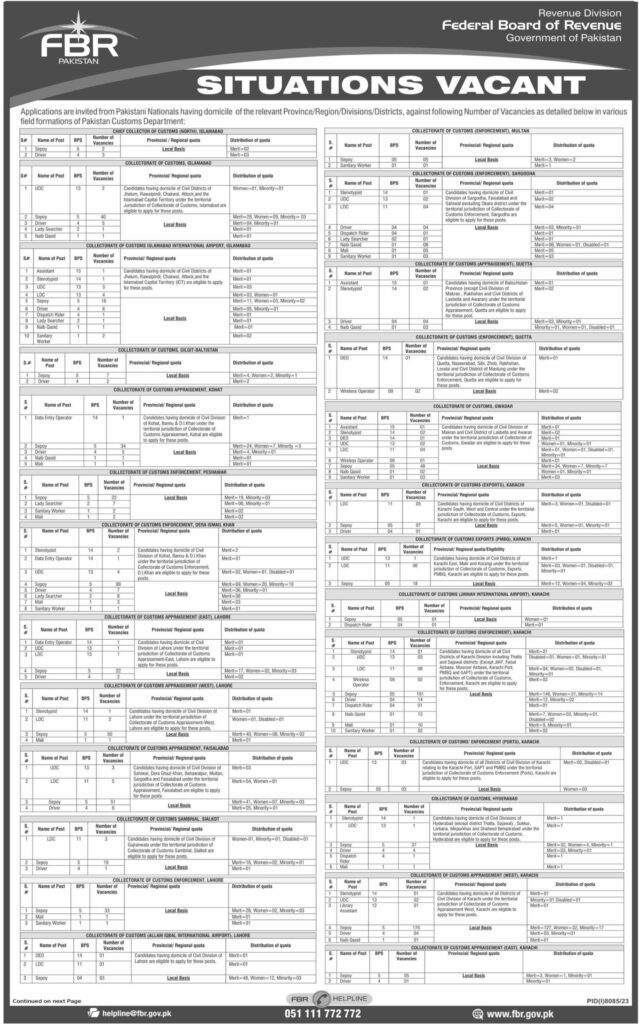 Federal Board of Revenue Islamabad job vacancies 2024 Federal Board of Revenue Islamabad job vacancies 2024,latest jobs in pakistan,FBR,fbr jobs in pakistan 2024,Jobssai